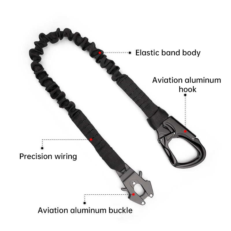Tactical Bungee Cord - Quick-Release Climbing Buckle, Adjustable Safety Rope with Dual-End Hook for Secure Hanging