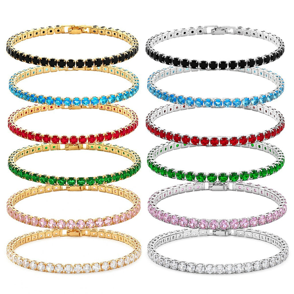Hip Hop Tennis Zircon Chain Bracelet for Men and Women, Simple Fashion Jewelry