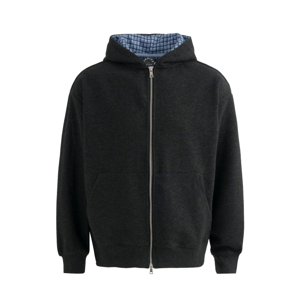 Plaid Lined Hooded Sweatshirt Jacket with Pearl Letters