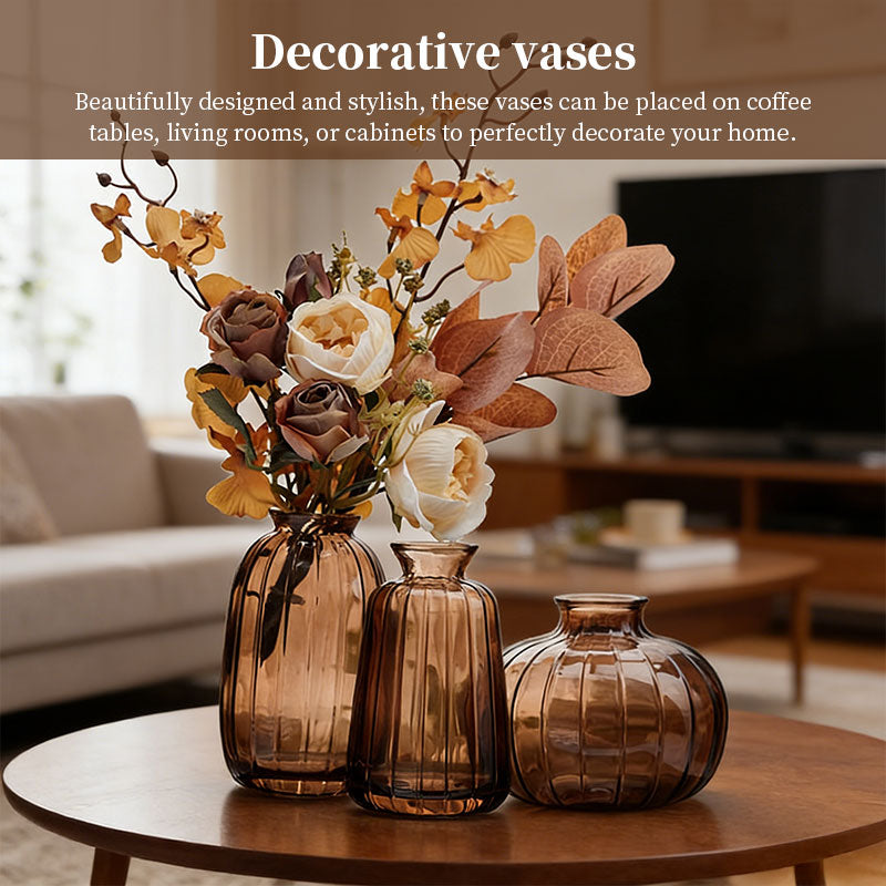 Vintage Glass Vase, Clear Small Hydroponic Flower Vase for Living Room Decor, Home Decoration Centerpiece