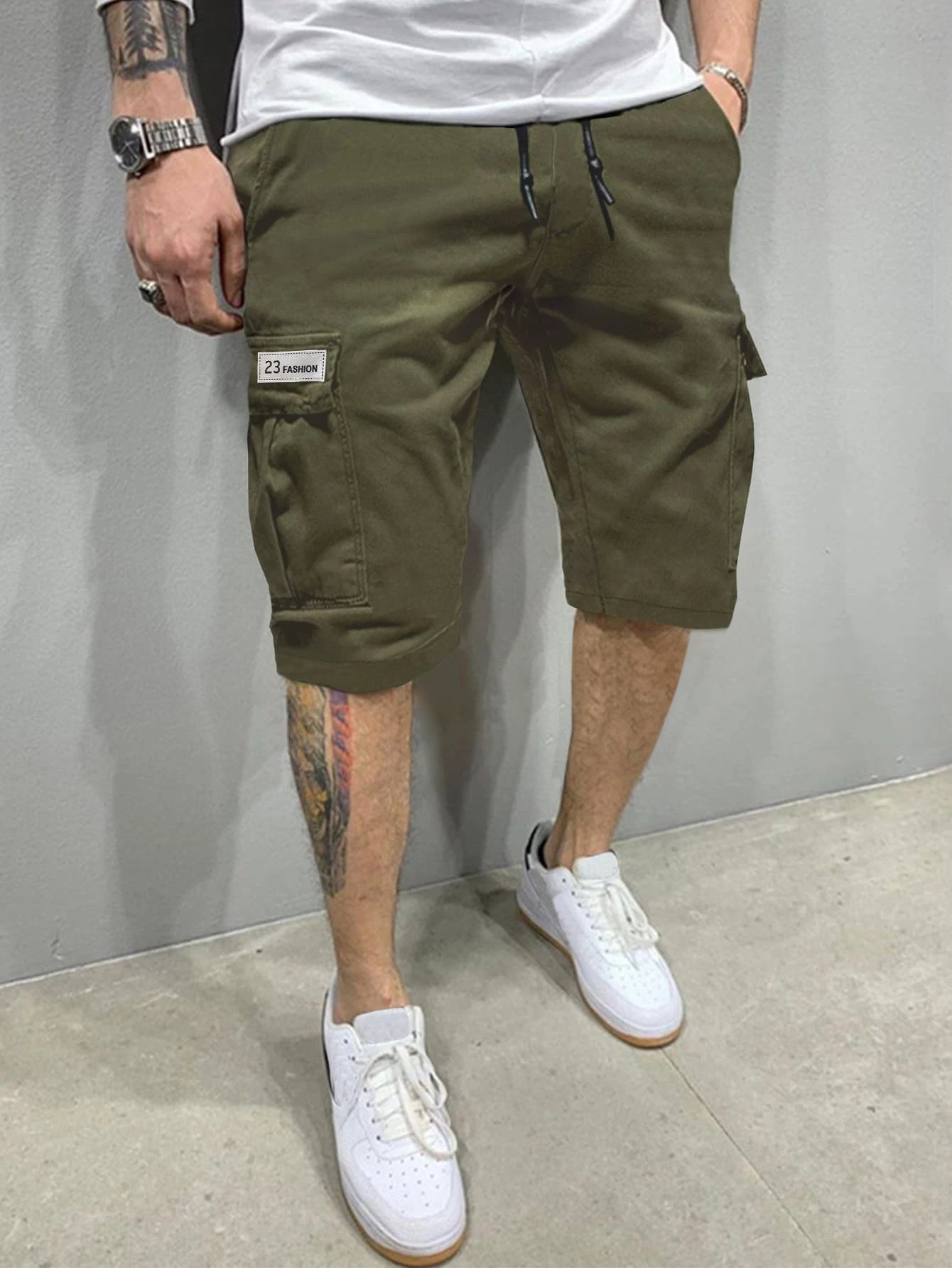 Men's Cargo Loose Straight-Leg Trendy Beach Mid-Length Pants