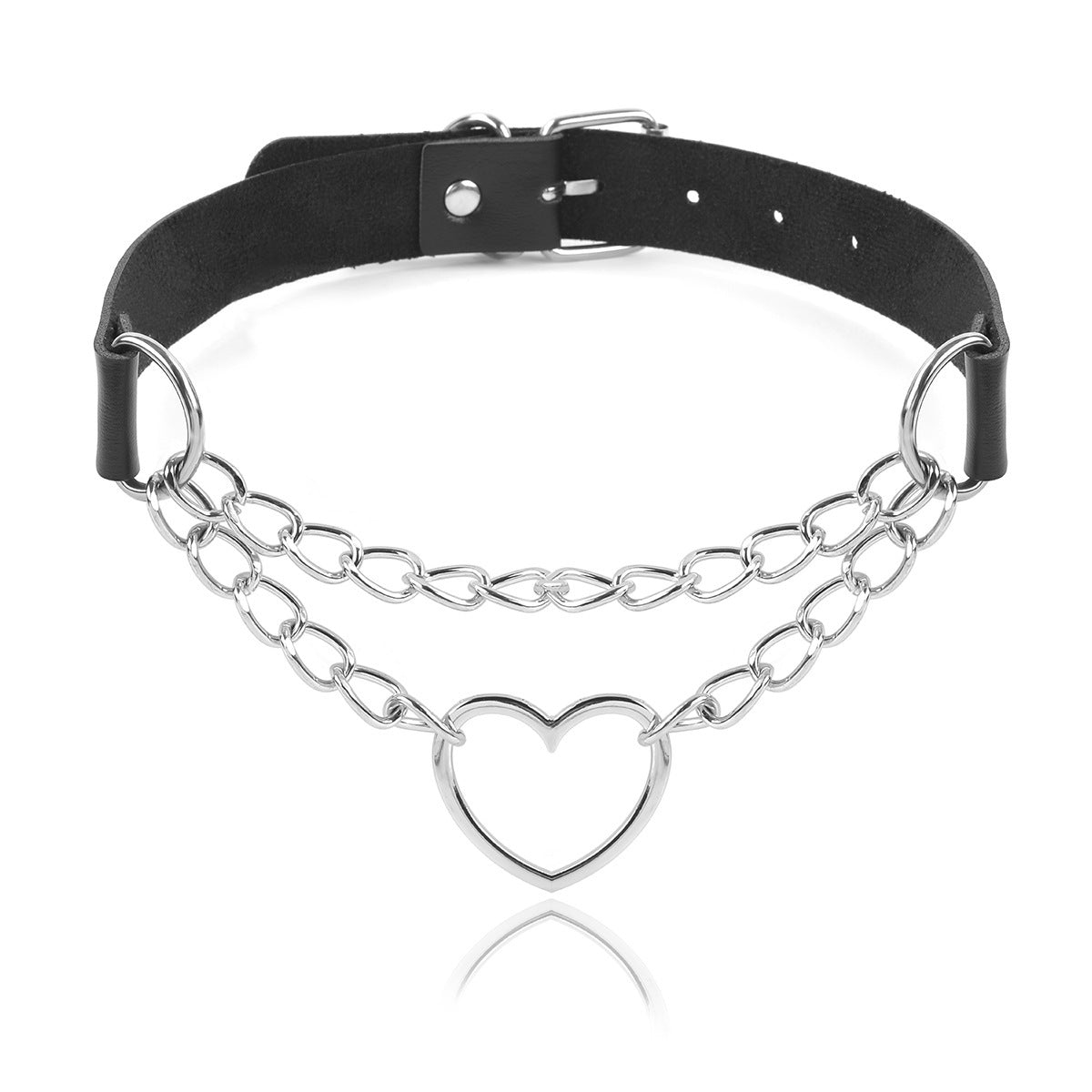 PU Leather Alloy Collar with Rope for Adult Accessories, Neck Strap for Women, Sexy Choker with Tether