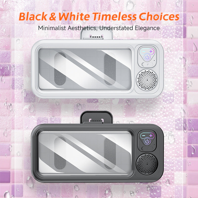 Bathroom Waterproof Phone Case with Bluetooth Speaker Stand and Touch Screen Phone Holder for Shower