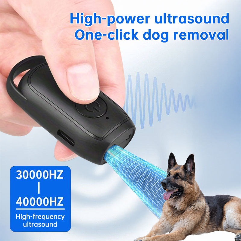 Portable Dog & Cat Repellent, Rechargeable 180mAh Ultrasonic Anti Bark Device, 23-40KHZ with Flashlight for Outdoor Use