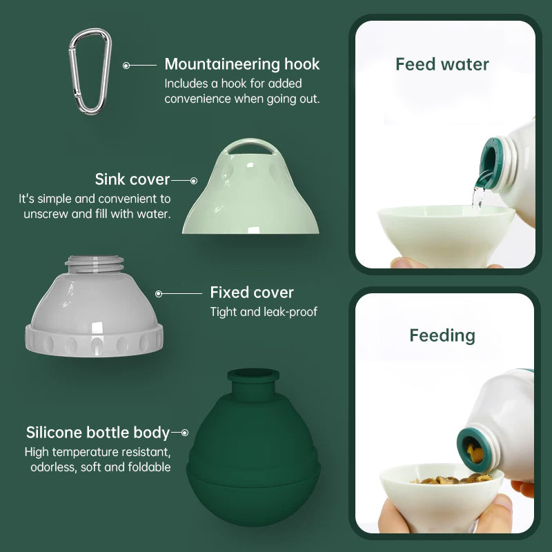 Portable Dog Water Dispenser with Bowl - Tear-Drop Design Lightweight Pet Water Bottle for Travel, Hiking, Outdoor