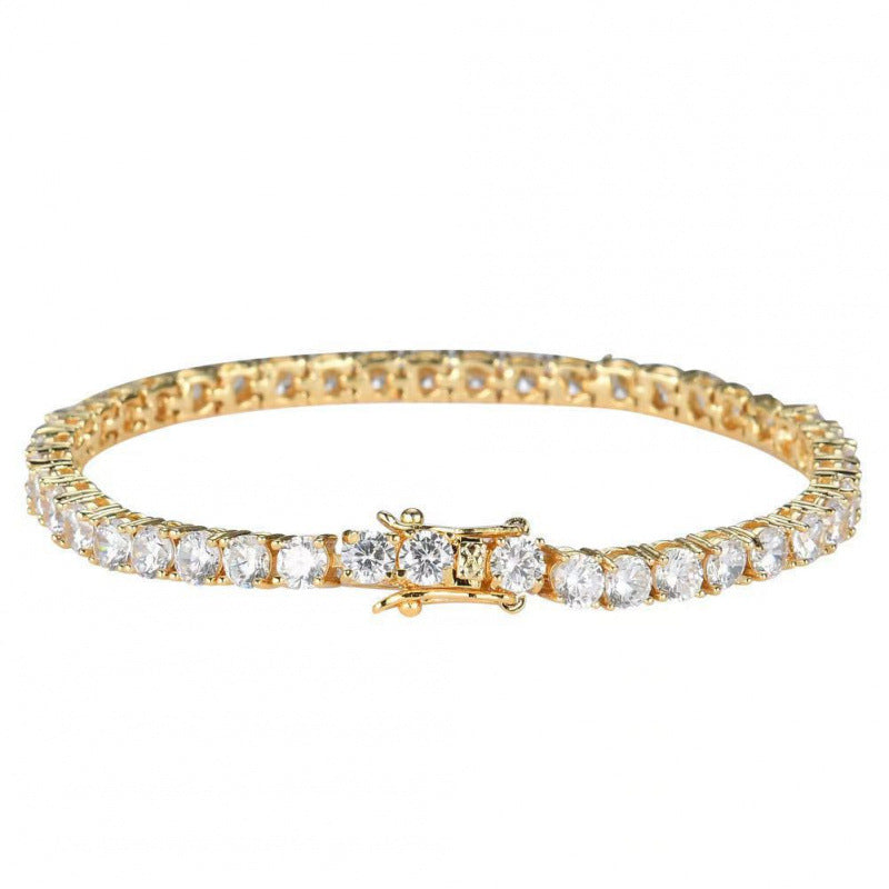 White Zircon Silver Tennis Bracelet – Light Luxury Sparkling CZ Jewelry for Women