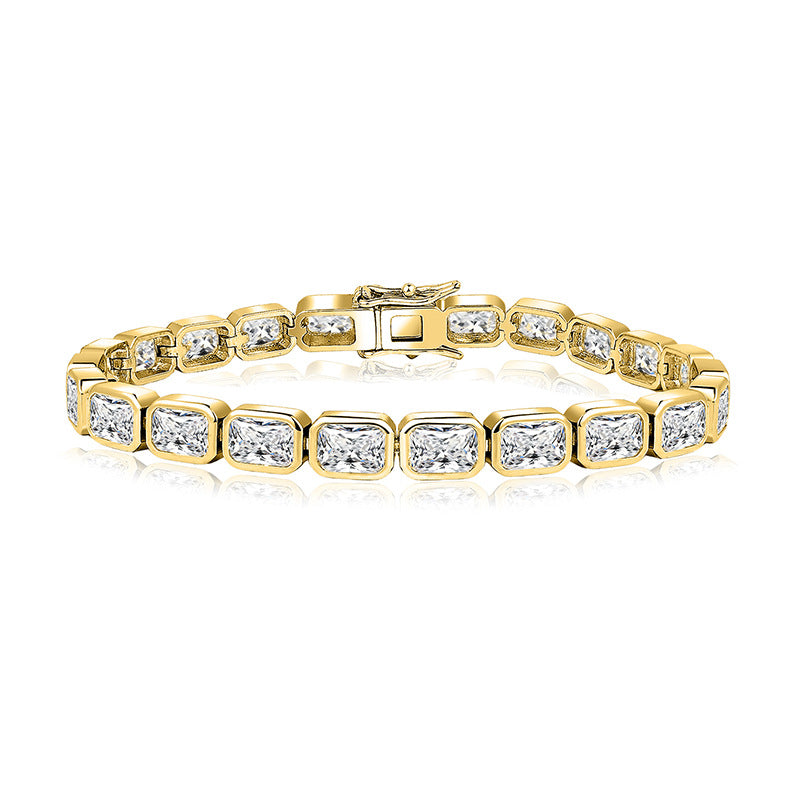 Full Zircon Tennis Bracelet – Platinum or Rose Gold Plated CZ Stone Bangle