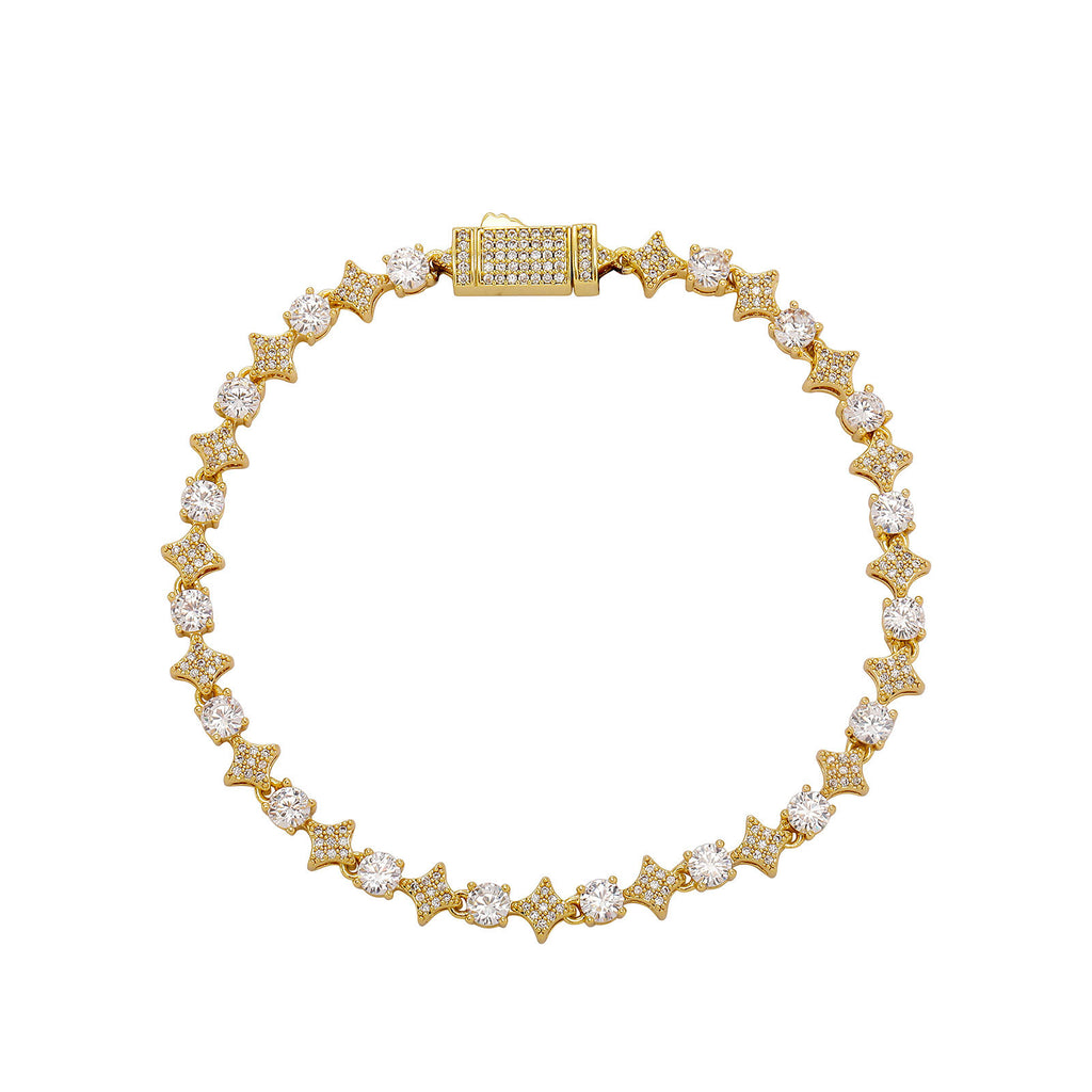 4MM Tennis Chain, 6MM Copper Zirconia Star Hip-hop Necklace, 8MM Starburst Bracelet Anklet, Factory