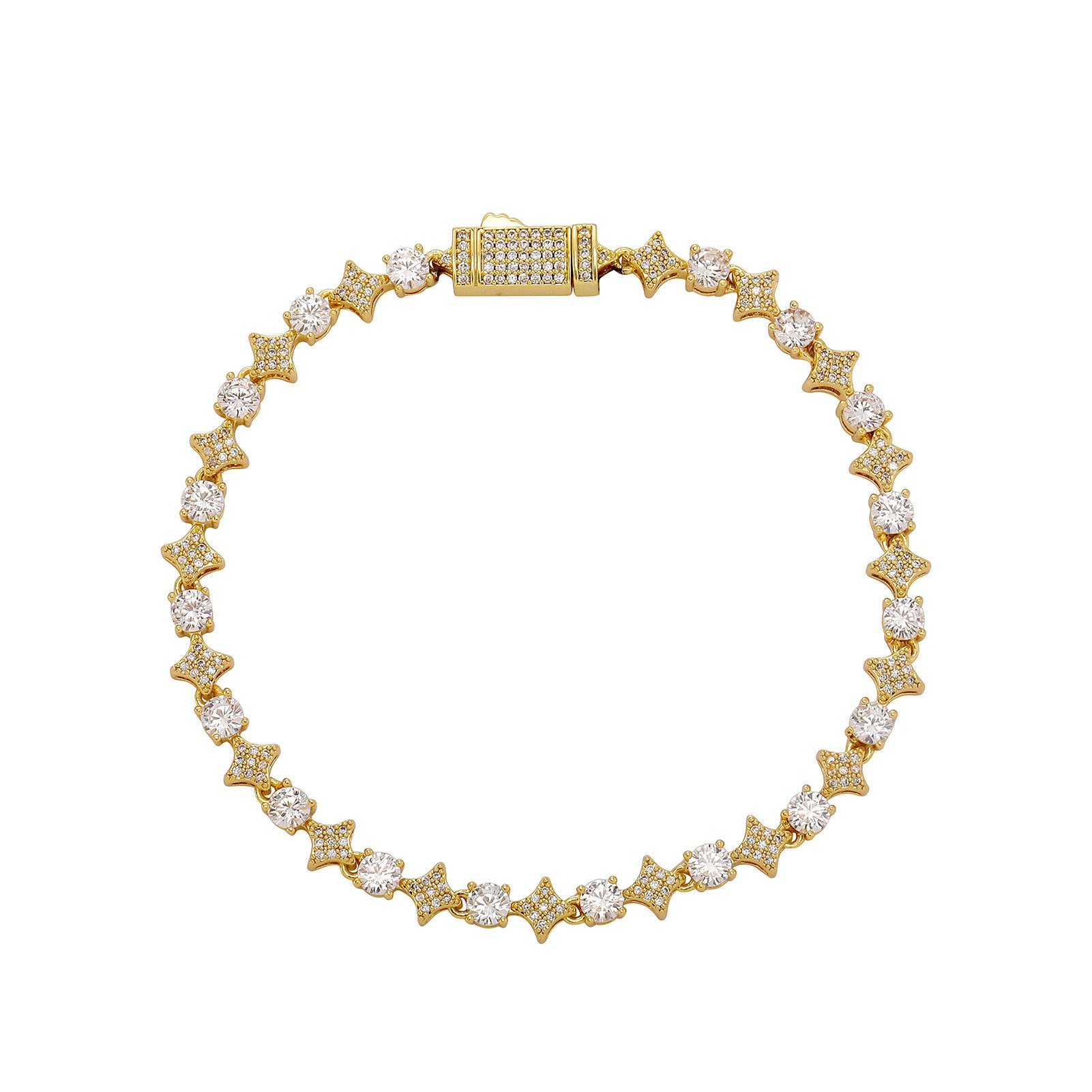 4MM Tennis Chain, 6MM Copper Zirconia Star Hip-hop Necklace, 8MM Starburst Bracelet Anklet, Factory