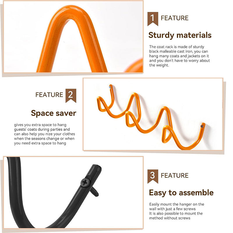 Waterproof Wave-Design Wall Hook: Minimalist Metal Storage Hook for Various Items, Creative Space-Saving for Home