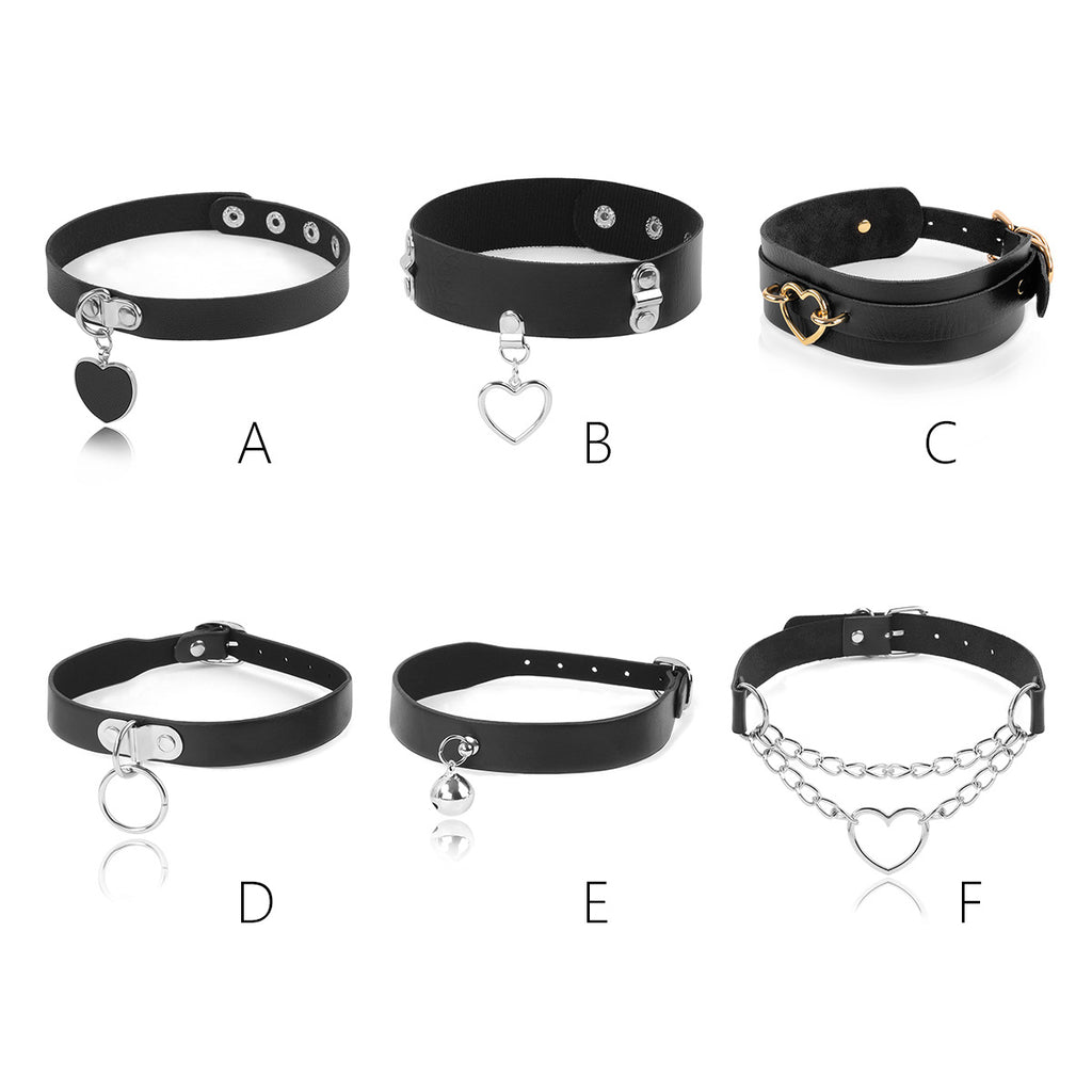 PU Leather Alloy Collar with Rope for Adult Accessories, Neck Strap for Women, Sexy Choker with Tether