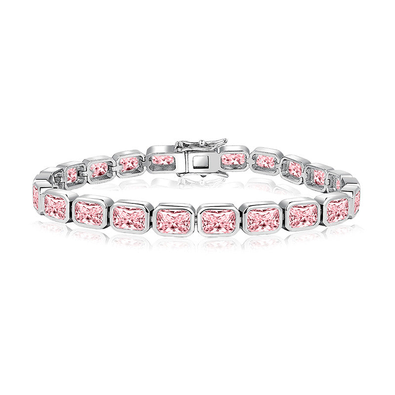 Full Zircon Tennis Bracelet – Platinum or Rose Gold Plated CZ Stone Bangle