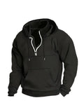 Simple Half-Zip Hoodie Casual Sport Solid Color Hooded Sweatshirt