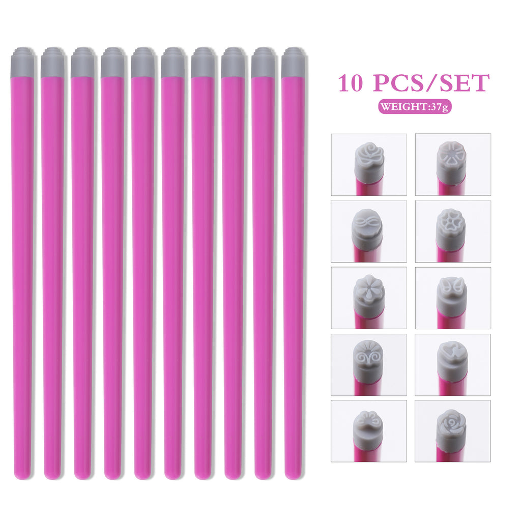 Silicone Head Nail Art Stamping Pen Butterfly Floral DIY Nail Stamp Transfer Tool