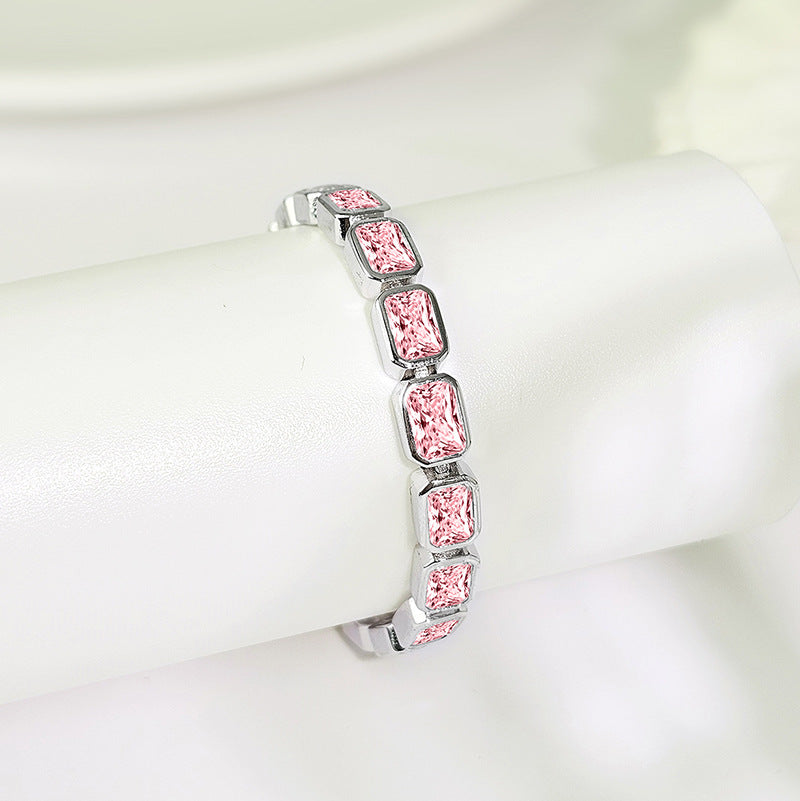 Full Zircon Tennis Bracelet – Platinum or Rose Gold Plated CZ Stone Bangle
