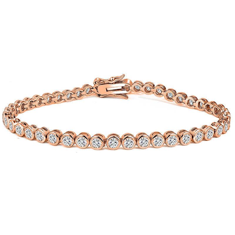 3mm Copper-Embedded Zirconia Bracelet Fashion Creative Round Bead Tennis Bracelet INS Style
