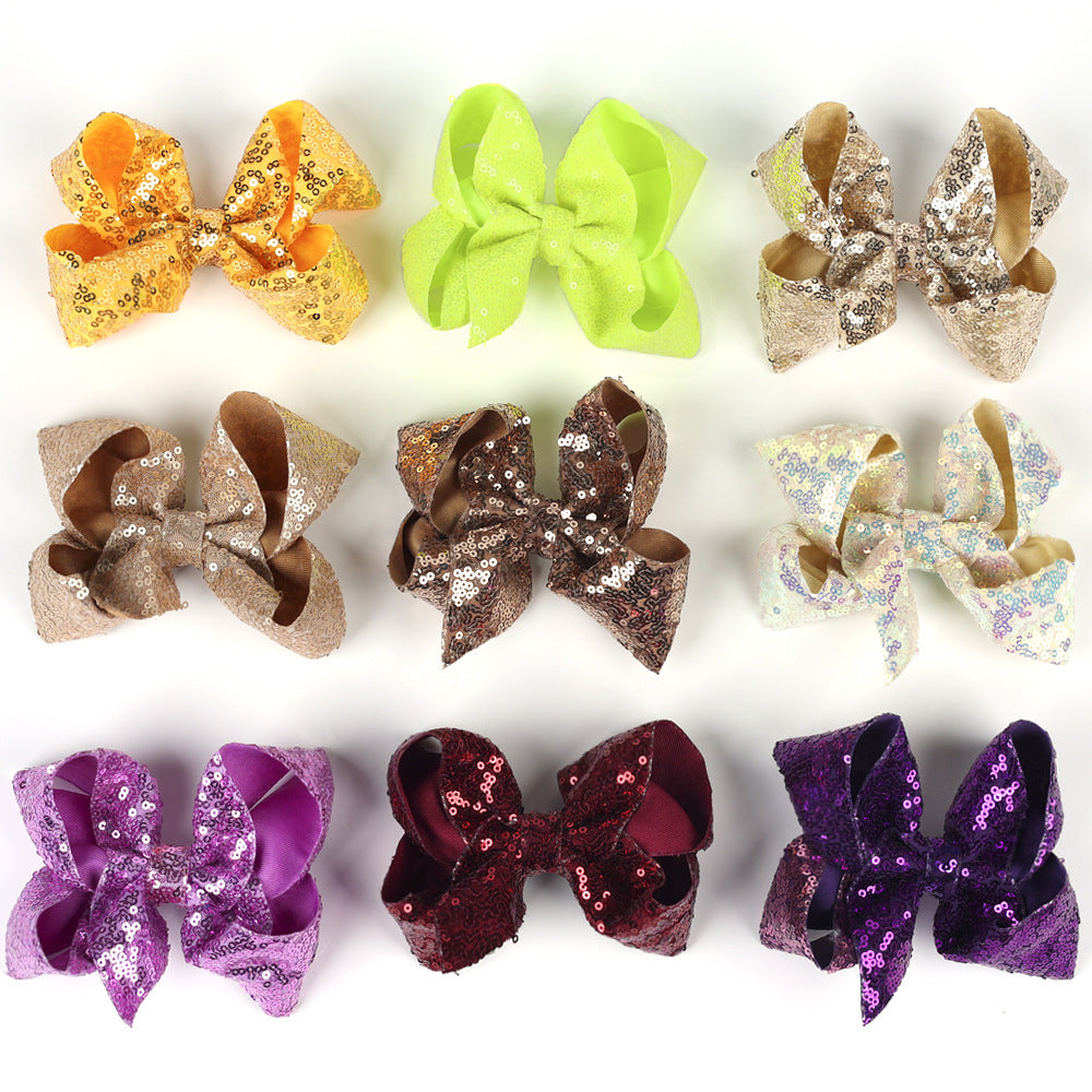 Children's Rhinestone Butterfly Hair Clip Solid Color Girl Sequin Hairpin 5 Inches