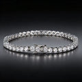 White Zircon Silver Tennis Bracelet – Light Luxury Sparkling CZ Jewelry for Women