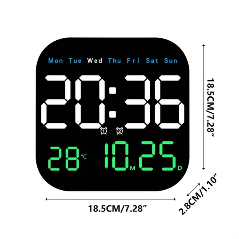 Large Digital LED Wall Clock with Alarm & Timer, Remote Control, Big Display for Home Office, Bedroom, Living Room Decor