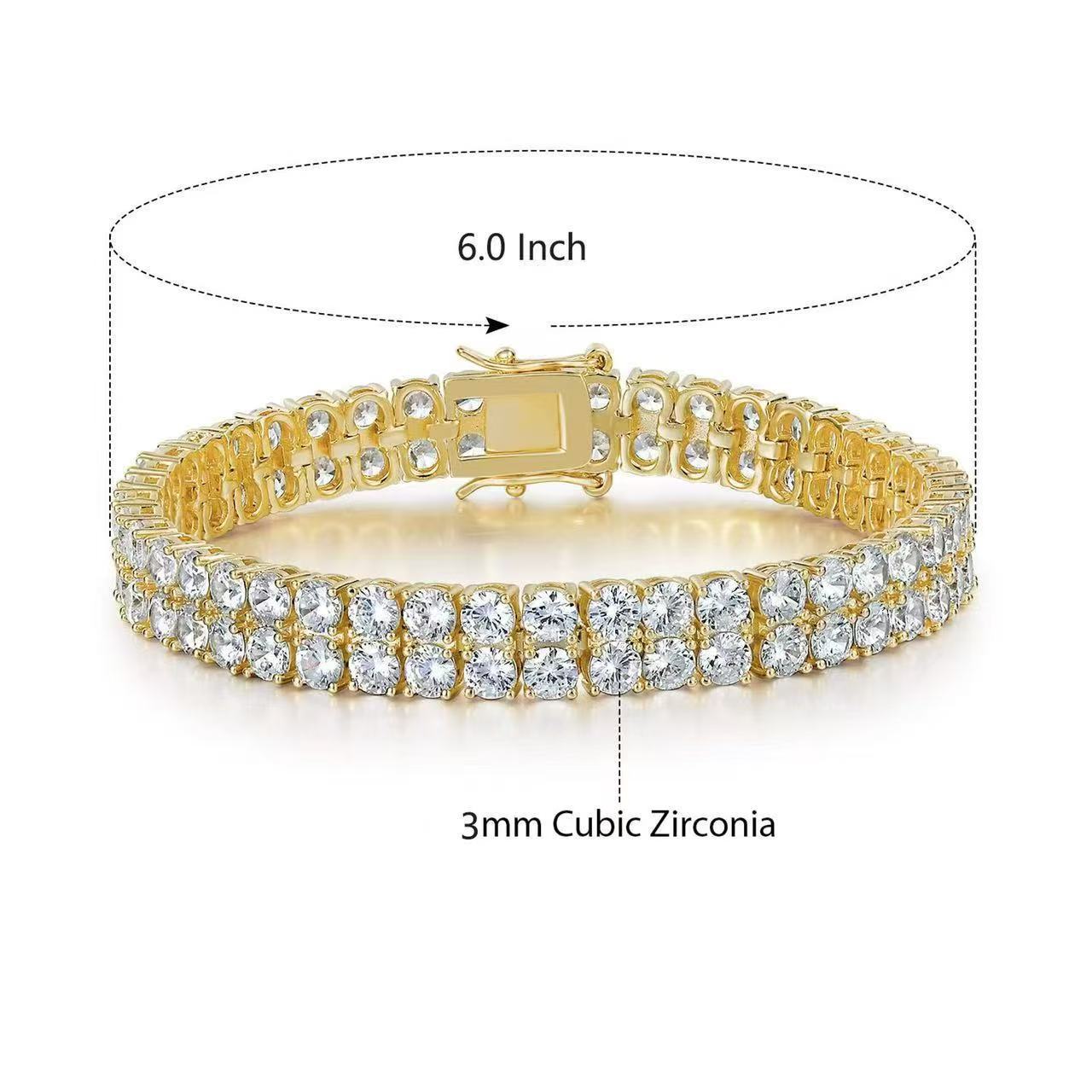 Luxury Tennis Bracelet with Full Zirconia, Single and Double Row Pave CZ Bracelet for Men and Women
