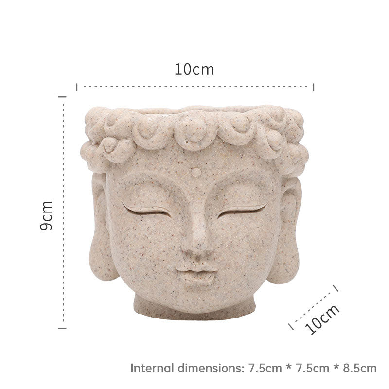 Buddha Head Flower Pot, Small Resin Succulent Planter, Garden Pot Home Office Desk Decoration