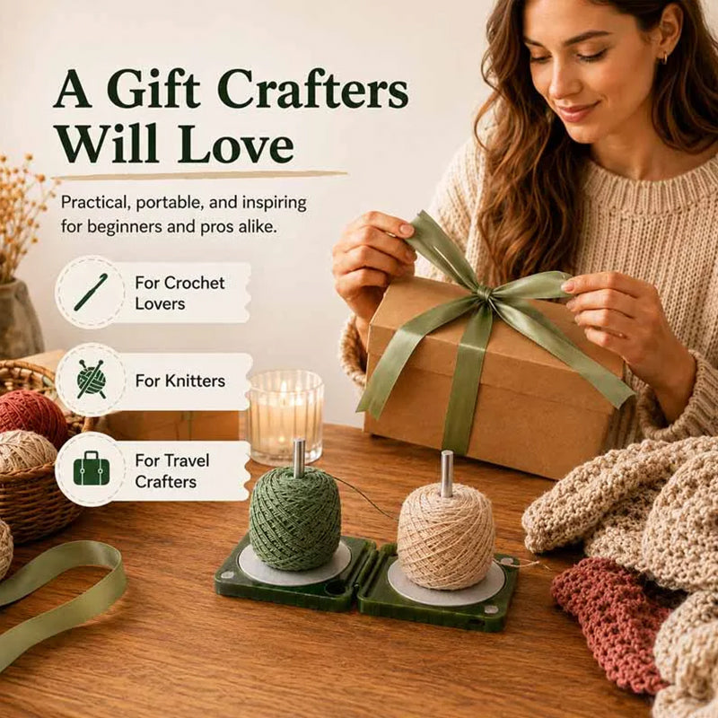 Portable Double Yarn Winder Spinner Foldable Yarn Holder for Knitters & Crocheters