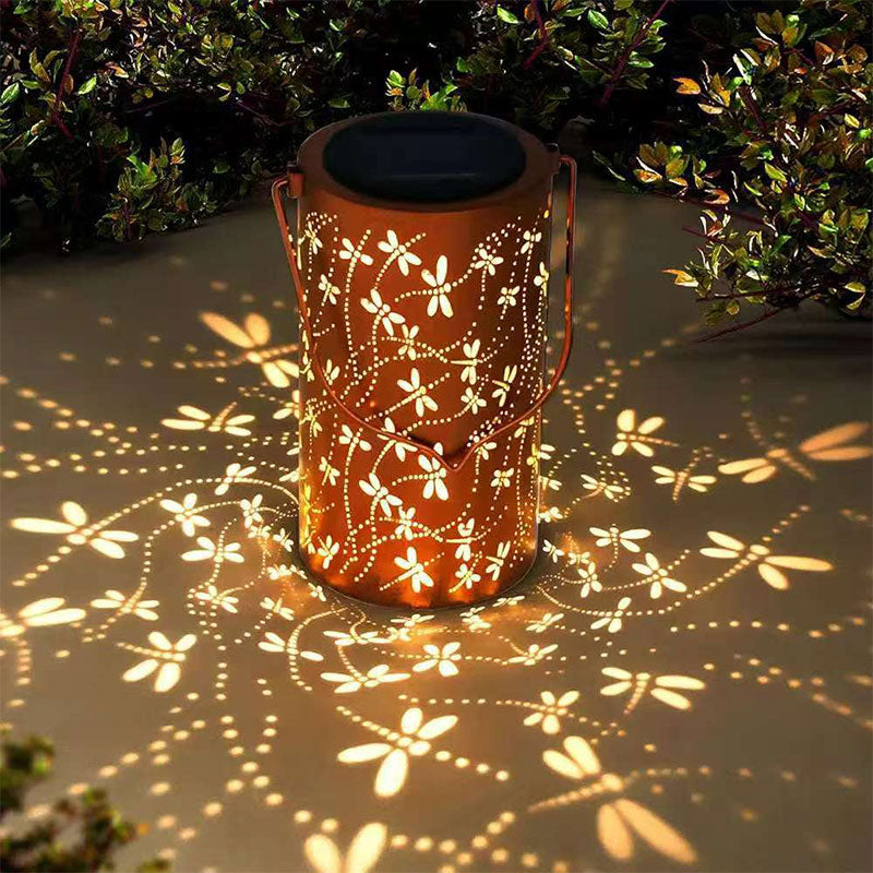 Solar Garden Lights with Colorful Sunflower Pattern, Waterproof Hollow Iron Design for Outdoor Patio Landscape Decoration