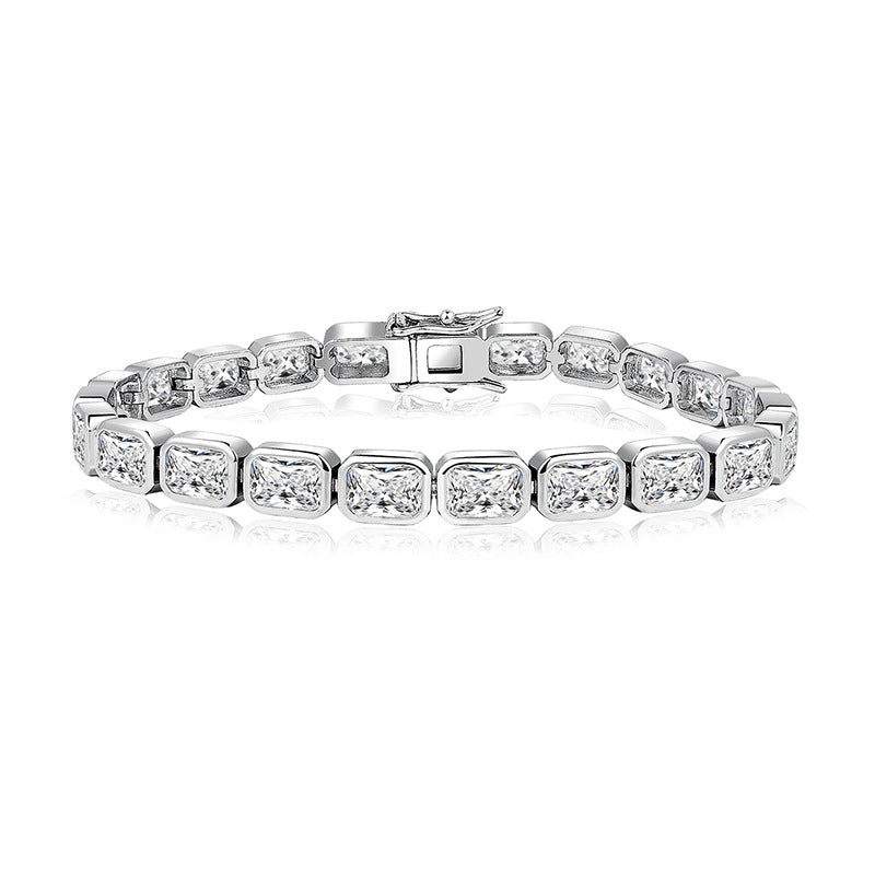 Full Zircon Tennis Bracelet – Platinum or Rose Gold Plated CZ Stone Bangle