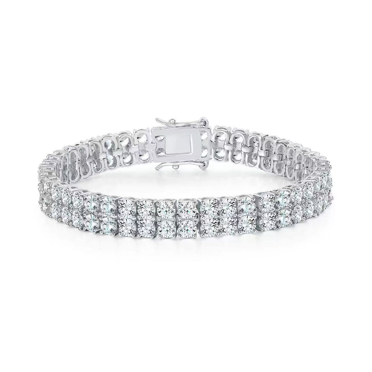 Luxury Tennis Bracelet with Full Zirconia, Single and Double Row Pave CZ Bracelet for Men and Women
