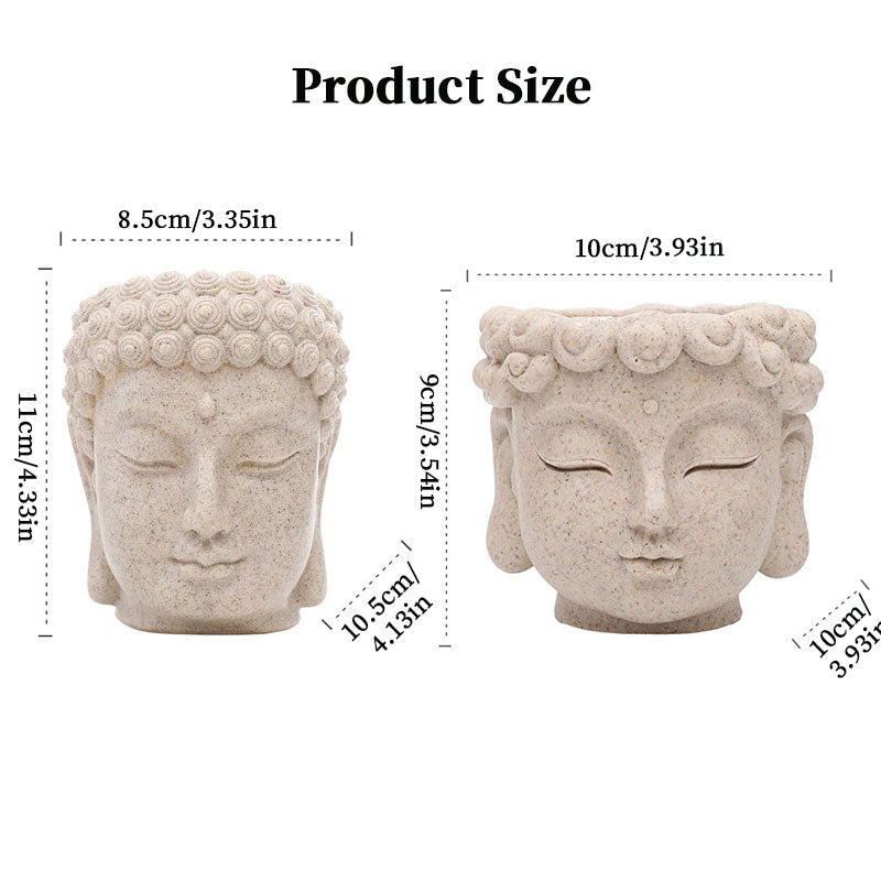 Buddha Head Flower Pot, Small Resin Succulent Planter, Garden Pot Home Office Desk Decoration