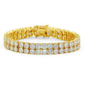 Double Row 10mm Copper Zircon Hip Hop Bracelet – Micro-Paved Tennis Chain for Men