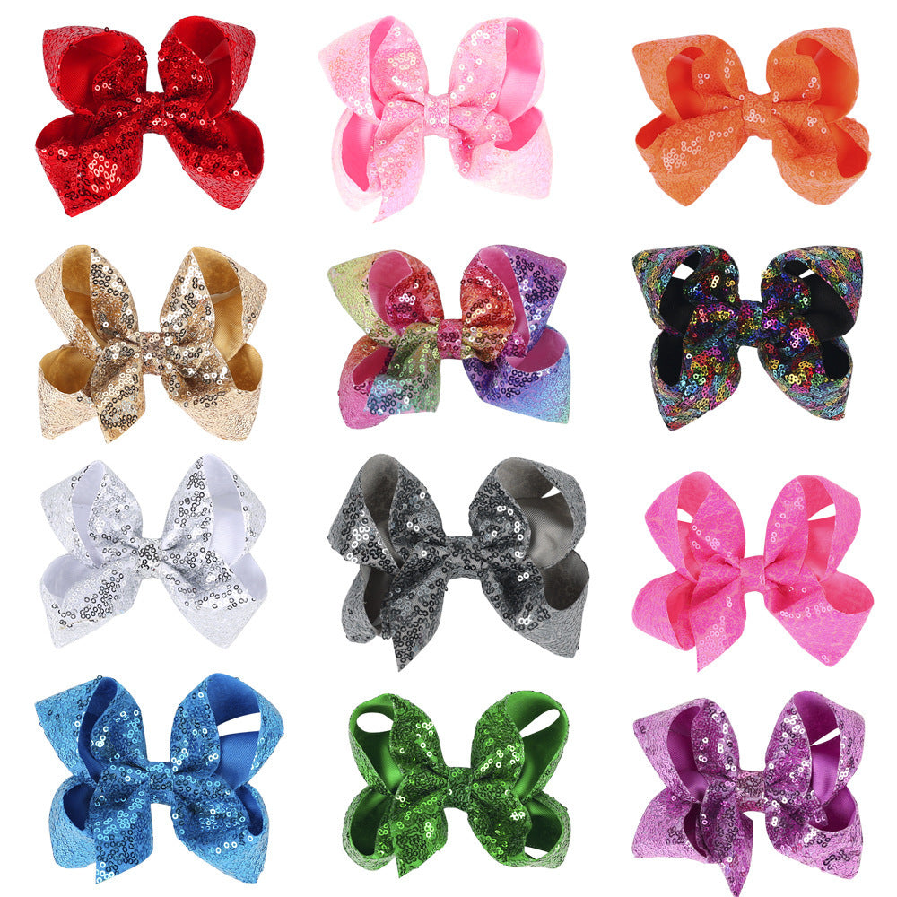 Children's Rhinestone Butterfly Hair Clip Solid Color Girl Sequin Hairpin 5 Inches