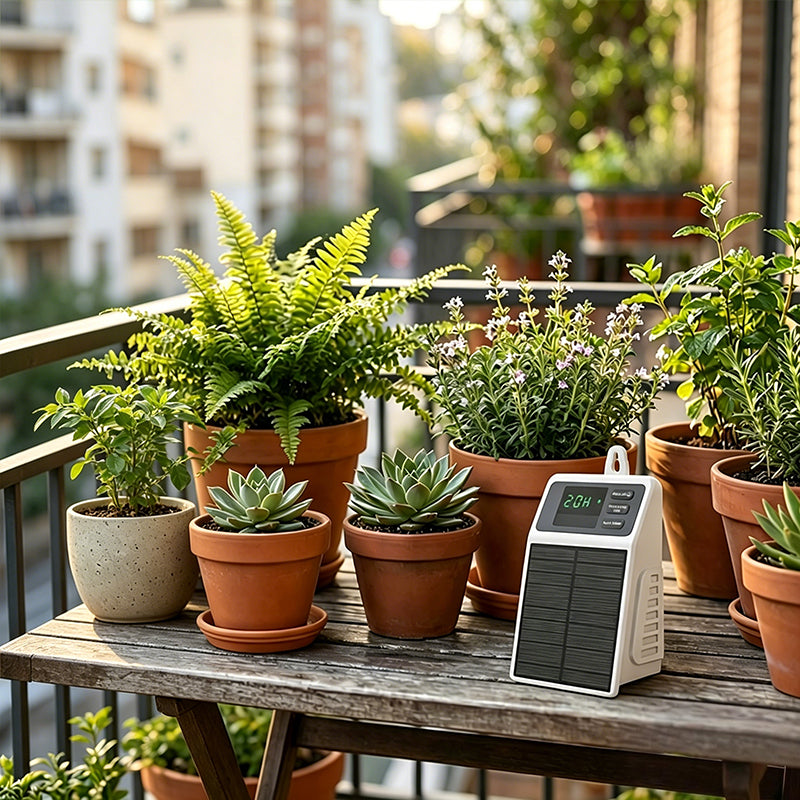 Solar Drip Irrigation System - Auto Watering Timer for Hanging Plants, Balcony & Greenhouse Use