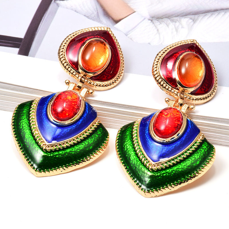 Oiled Colorful Enamel Fashion Earrings – Vibrant Statement Jewelry for Women
