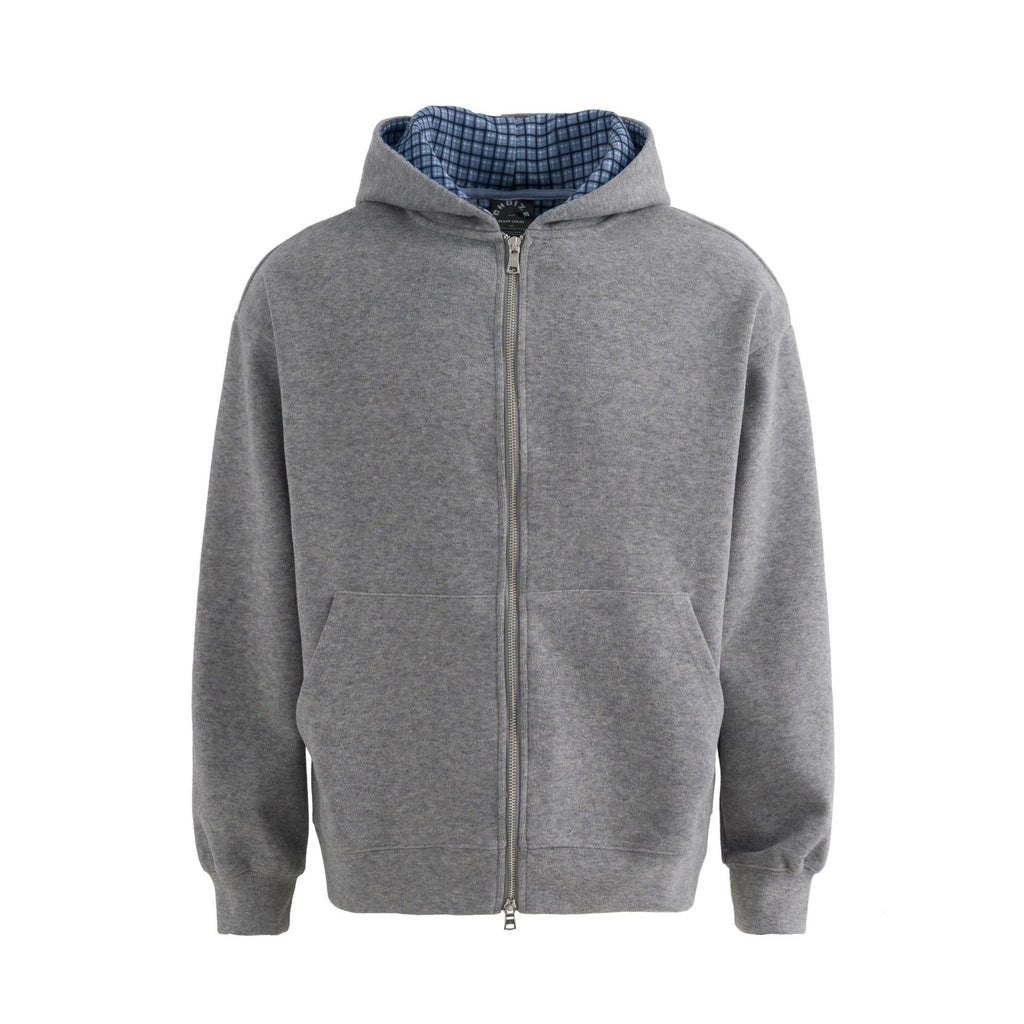 Plaid Lined Hooded Sweatshirt Jacket with Pearl Letters