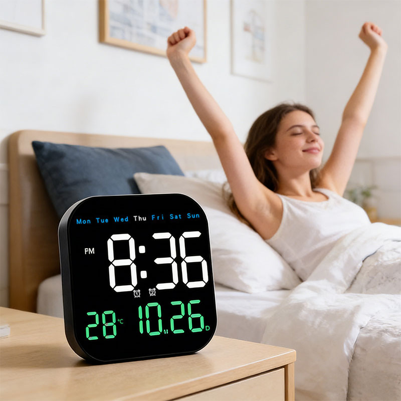 Large Digital LED Wall Clock with Alarm & Timer, Remote Control, Big Display for Home Office, Bedroom, Living Room Decor