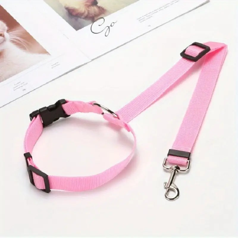 Pet Car Safety Belt Ring Dog Rear Seat Harness Adjustable Lead for Safe Travel