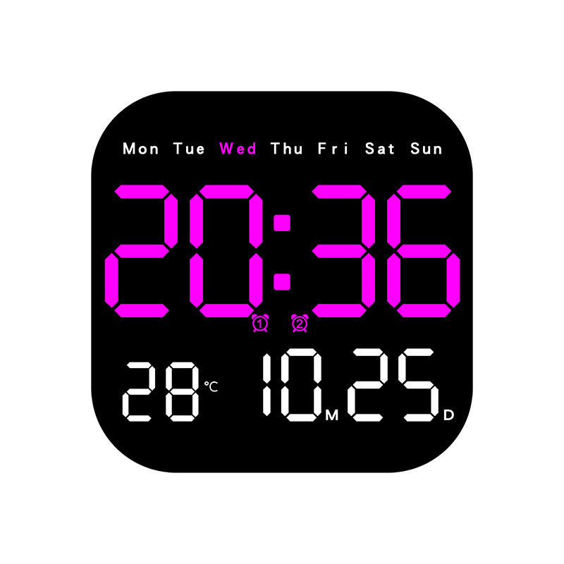 Large Digital LED Wall Clock with Alarm & Timer, Remote Control, Big Display for Home Office, Bedroom, Living Room Decor