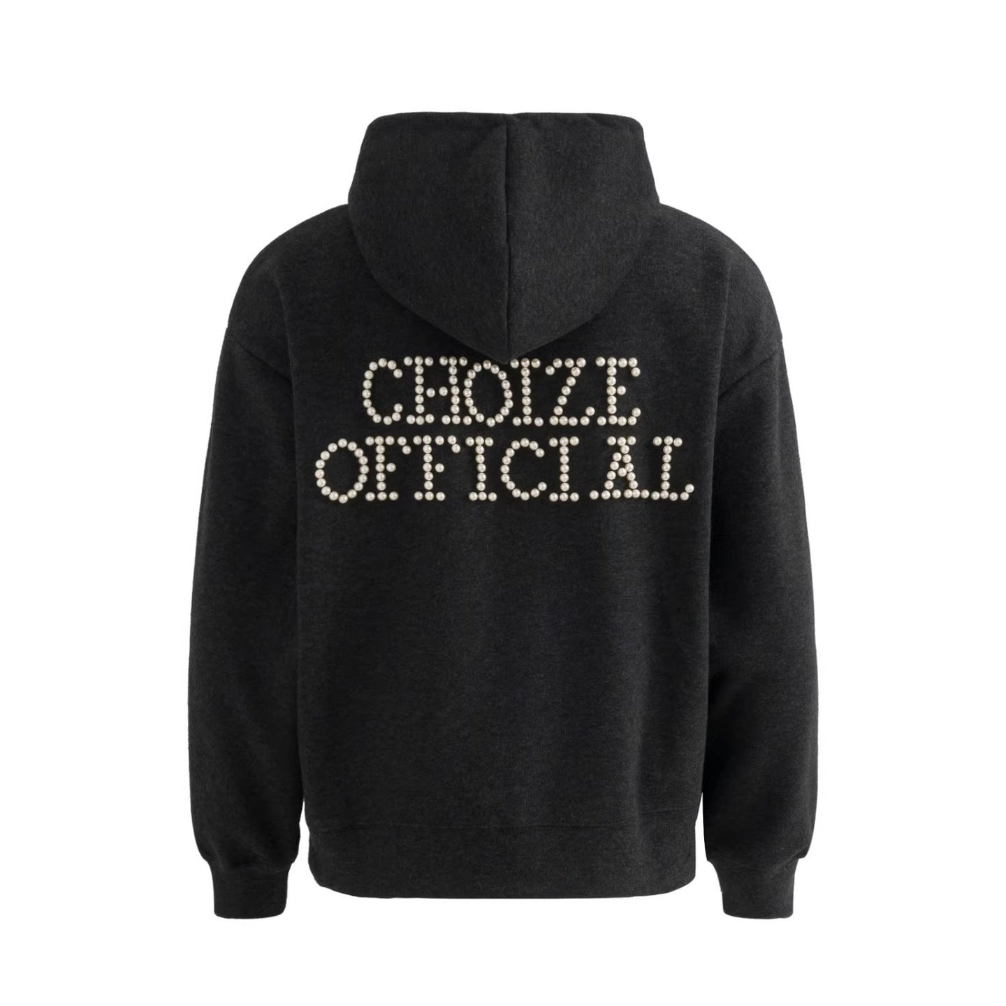 Plaid Lined Hooded Sweatshirt Jacket with Pearl Letters