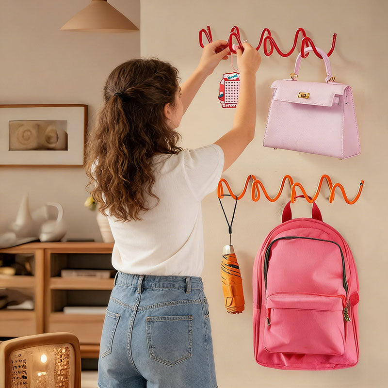 Waterproof Wave-Design Wall Hook: Minimalist Metal Storage Hook for Various Items, Creative Space-Saving for Home