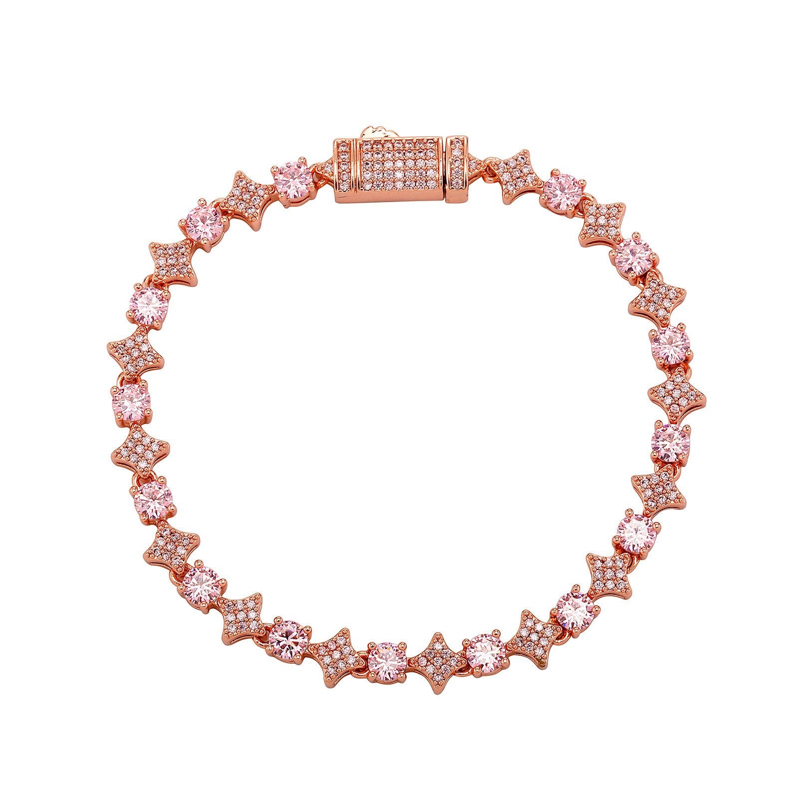 4MM Tennis Chain, 6MM Copper Zirconia Star Hip-hop Necklace, 8MM Starburst Bracelet Anklet, Factory