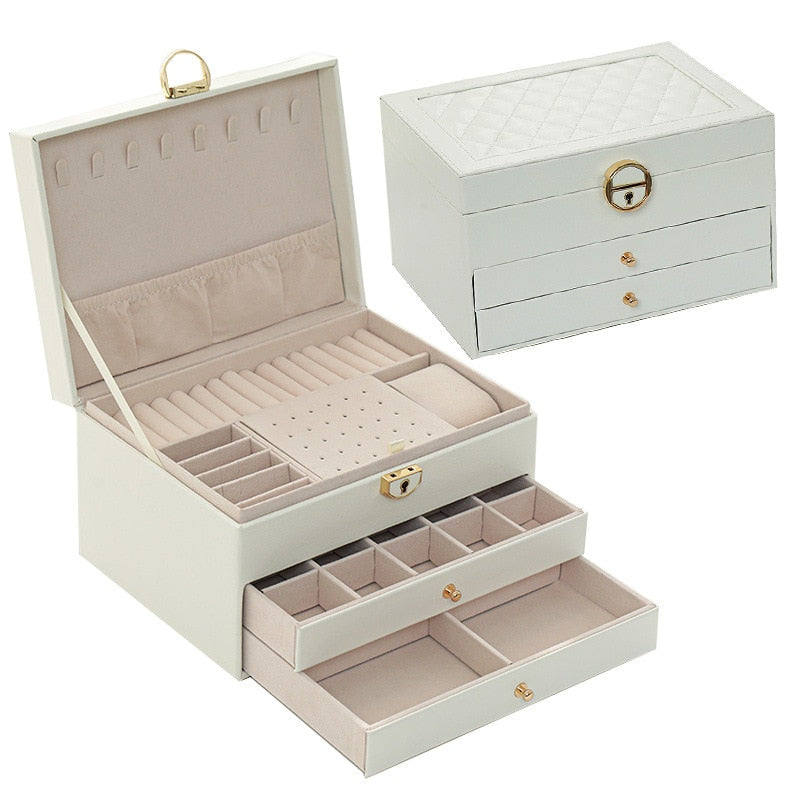 Jewelry Box with Watch Pillow 3-layer Large Capacity Jewelry Casket Jewelry Organizer Earring Holder Jewelry Storage Gifts