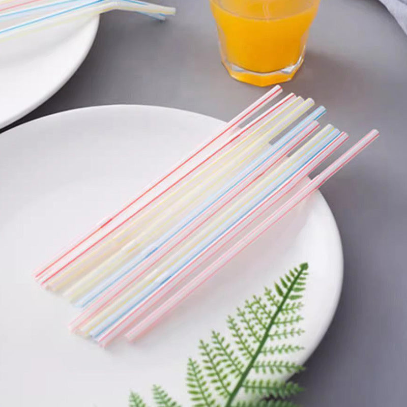 Flexible Colorful Plastic Straws 100-Pack, Bendable Extra Long