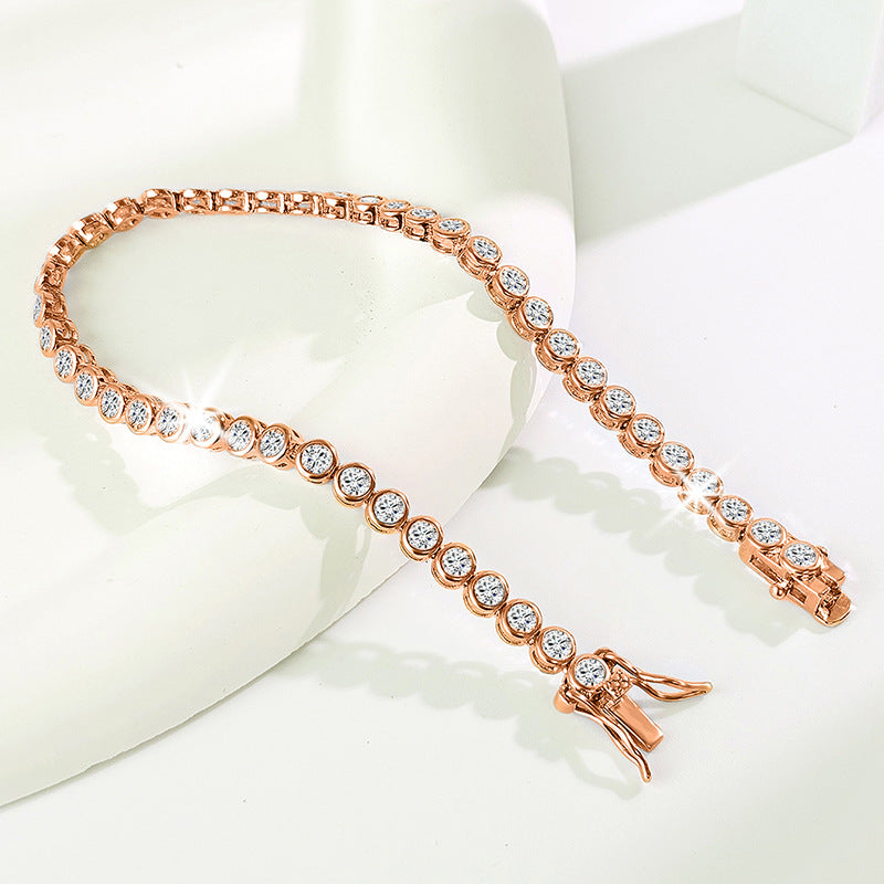3mm Copper-Embedded Zirconia Bracelet Fashion Creative Round Bead Tennis Bracelet INS Style