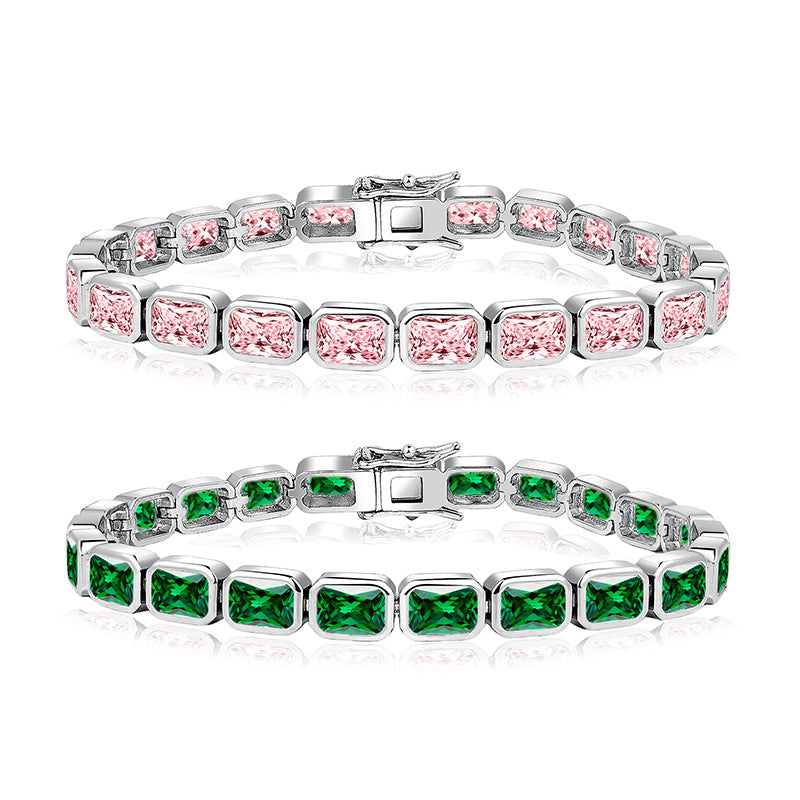 Full Zircon Tennis Bracelet – Platinum or Rose Gold Plated CZ Stone Bangle
