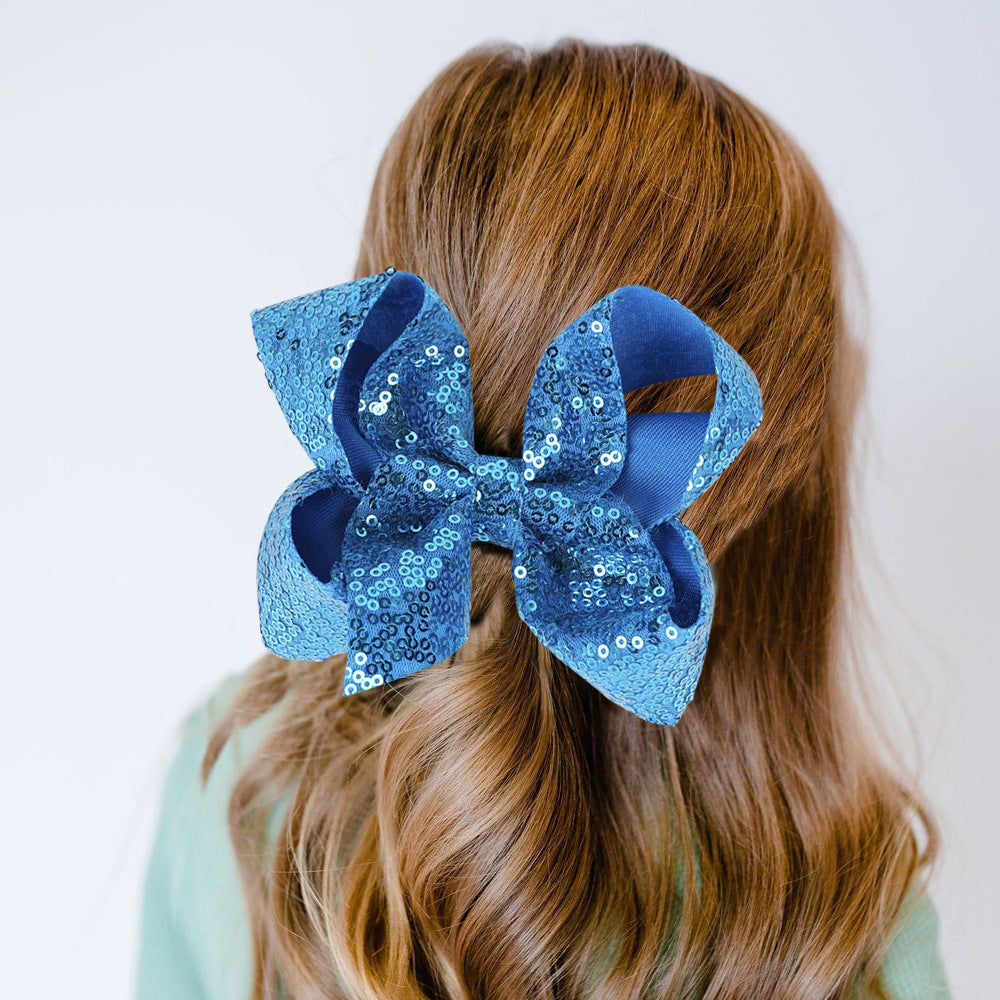 Children's Rhinestone Butterfly Hair Clip Solid Color Girl Sequin Hairpin 5 Inches