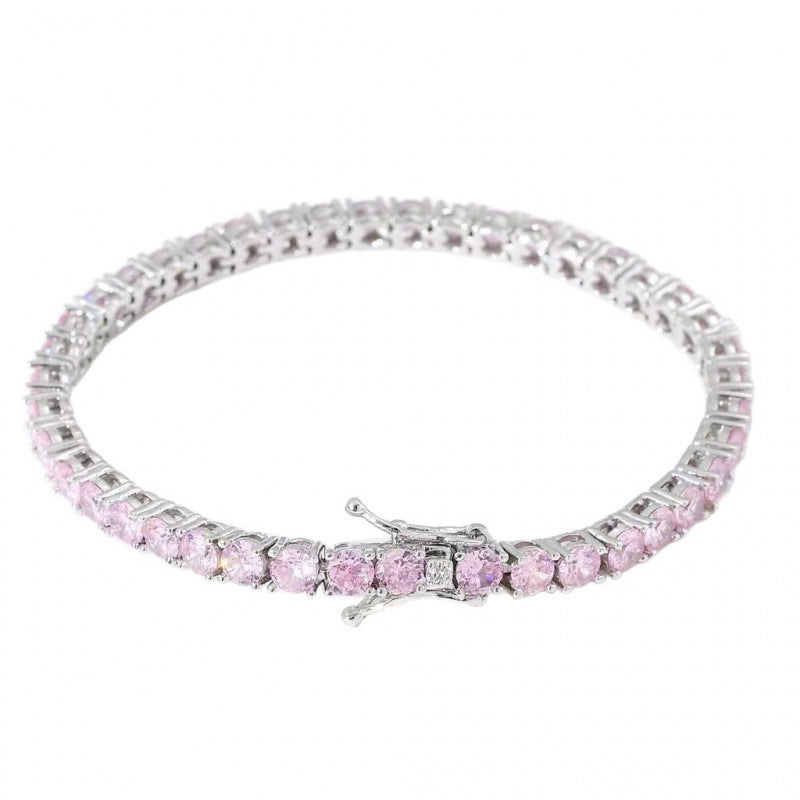 White Zircon Silver Tennis Bracelet – Light Luxury Sparkling CZ Jewelry for Women