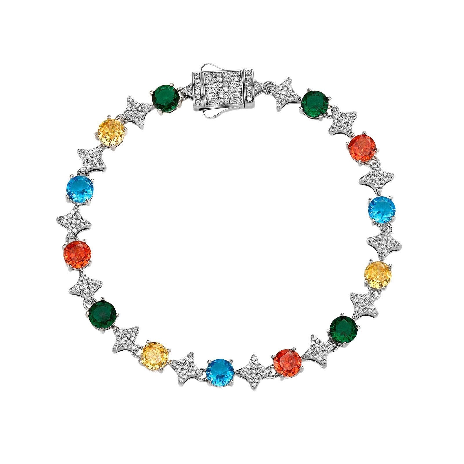4MM Tennis Chain, 6MM Copper Zirconia Star Hip-hop Necklace, 8MM Starburst Bracelet Anklet, Factory