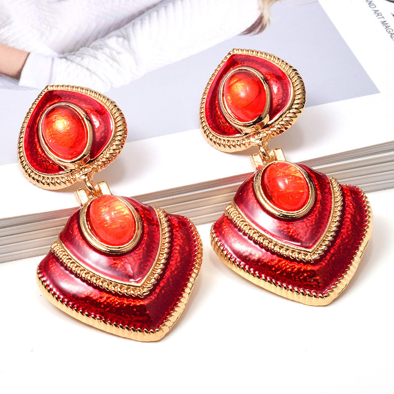 Oiled Colorful Enamel Fashion Earrings – Vibrant Statement Jewelry for Women