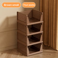 4 Pack Plastic Closet Organizer Bins, Stackable Foldable Storage Baskets with Slide-Out Rails for Clothes, Toys, T-Shirts